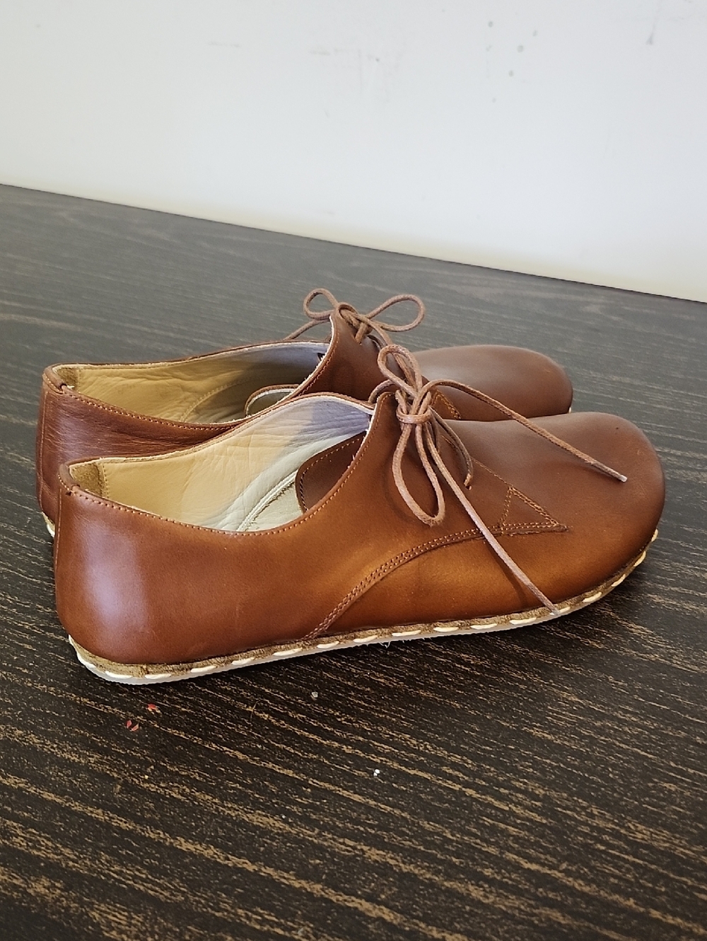ATLANTIS Handmade Barefoot  Oxfords Leather Shoes Mens 8.5 Turkey - Picture 4 of 7